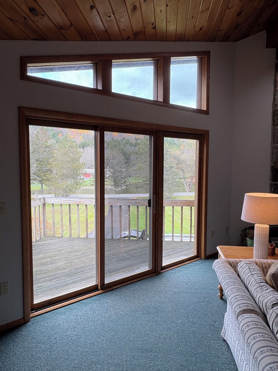 Sliders to front deck and beautiful hillside view.