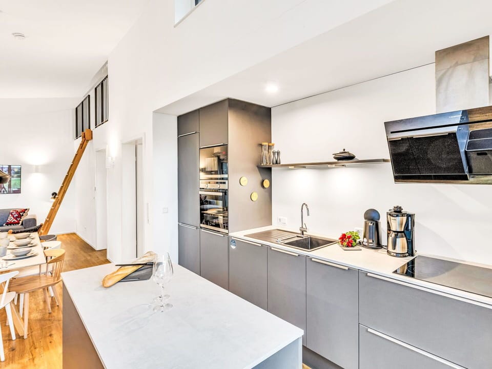 Kitchen, Countertop, Kitchen Appliance, Interior Design, Flooring, Major Appliance, Cabinetry, Furniture, Floor, Home Appliance
