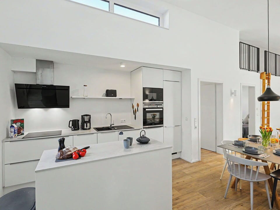 Kitchen, Countertop, Interior Design, Furniture, Flooring, Kitchen Appliance, Ceiling, Floor, Wood, Cabinetry