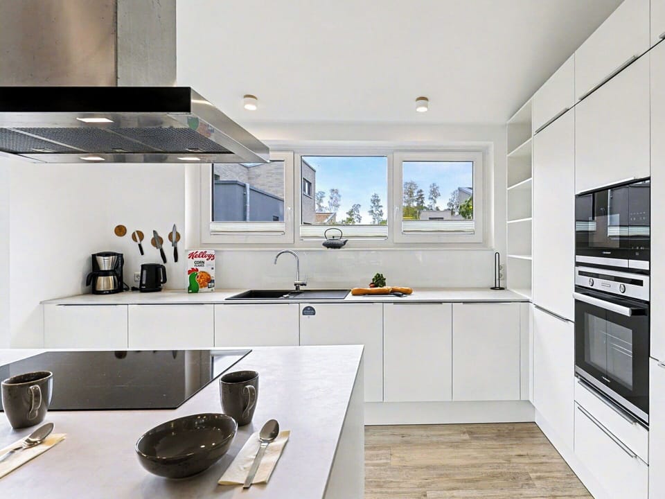 Kitchen, Countertop, Kitchen Appliance, Cabinetry, Interior Design, Flooring, Major Appliance, Wood, Ceiling, Home Appliance