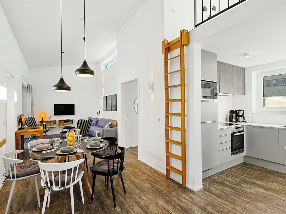 Wood, Interior Design, Flooring, Floor, Furniture, Ceiling, Apartment, Room, Wood Stain, Kitchen