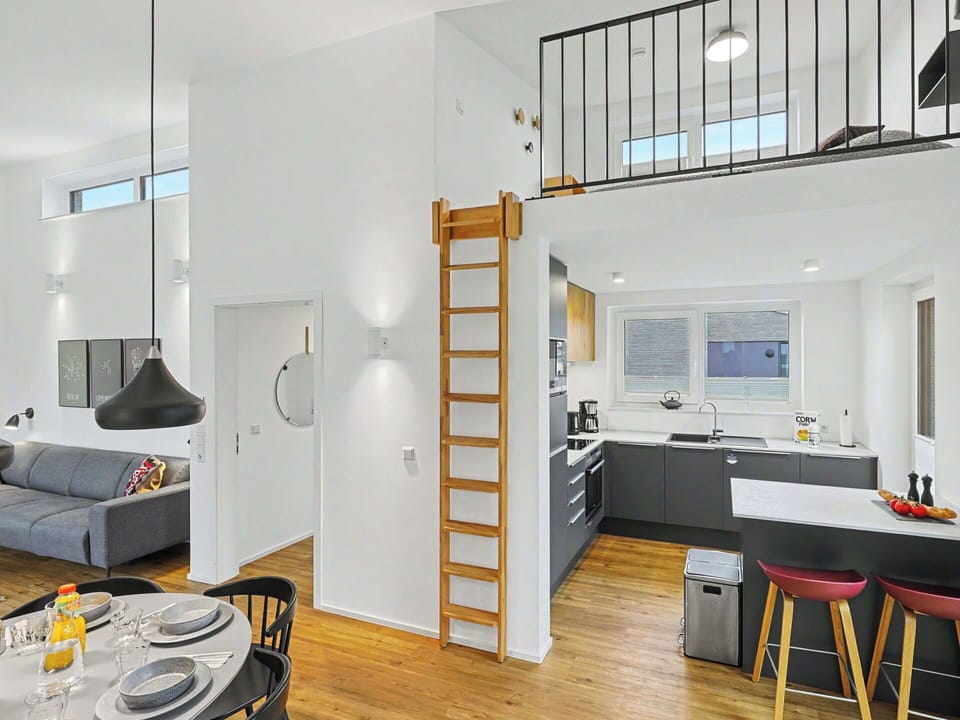 Interior Design, Flooring, Furniture, Floor, Ceiling, Room, Apartment, Chair, Wood Flooring, Living Room