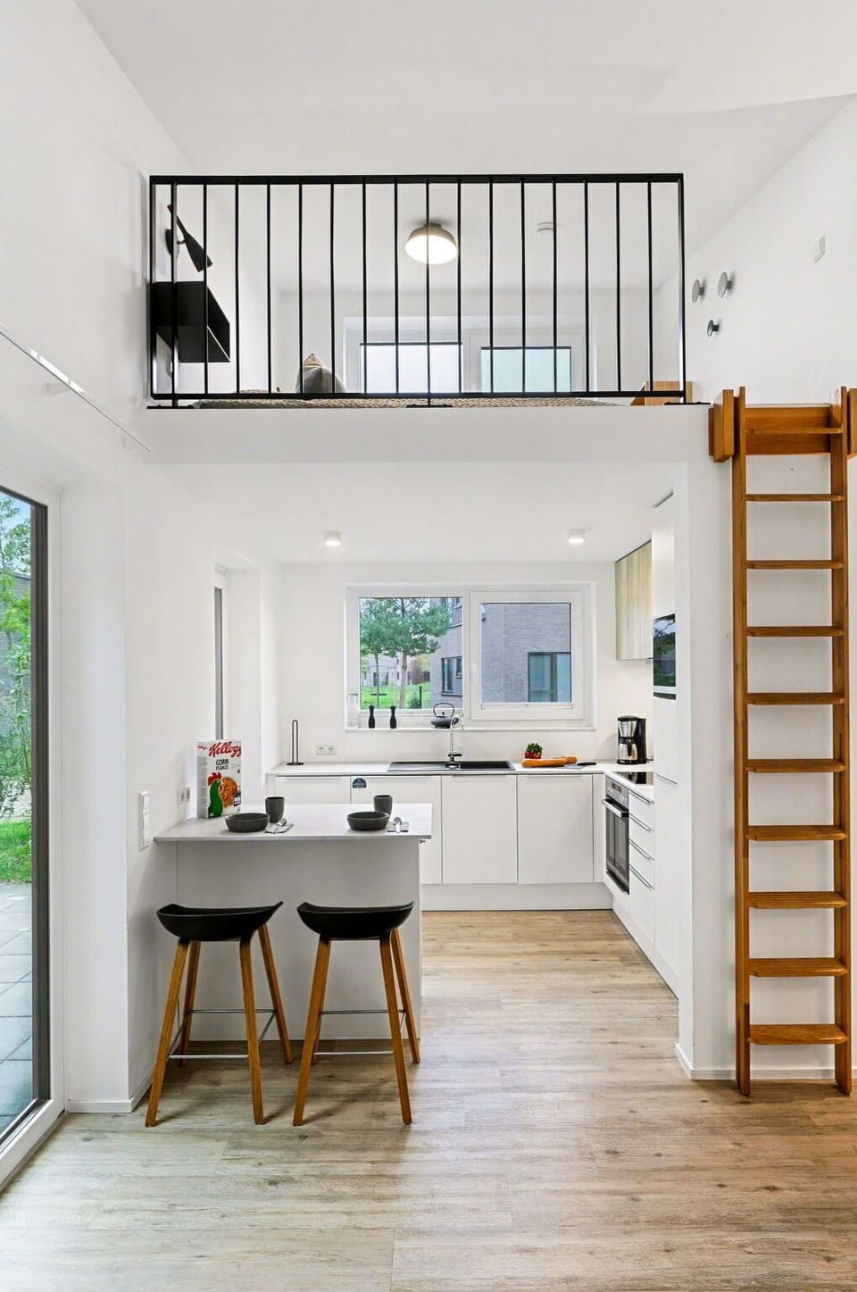 Furniture, Interior Design, Flooring, Wood, Kitchen, Floor, Ceiling, Chair, Room, Wood Flooring