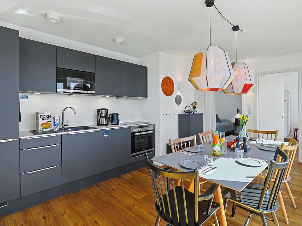 Furniture, Kitchen, Interior Design, Flooring, Wood, Kitchen Appliance, Countertop, Ceiling, Floor, Chair