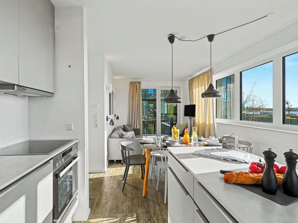 Apartment, Kitchen, Countertop, Chair, Cabinetry, Houseplant, Aluminium