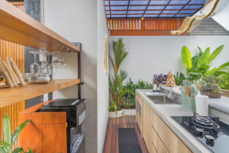 Villa, Pool View | Private kitchen | Coffee/tea maker, electric kettle, highchair