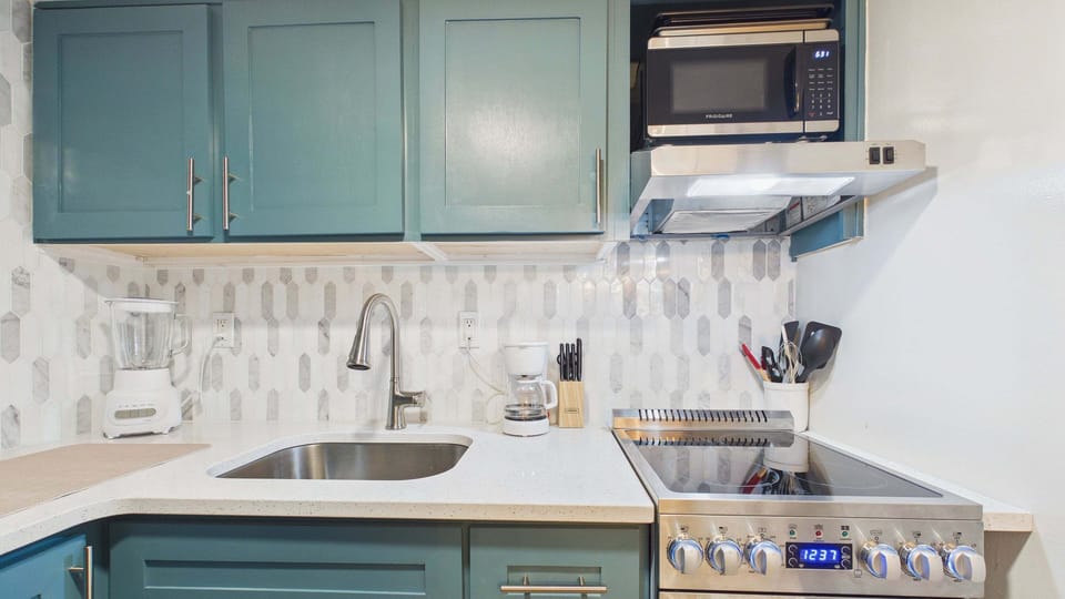 Full kitchen with all the cooking essentials and coffee needs for your stay