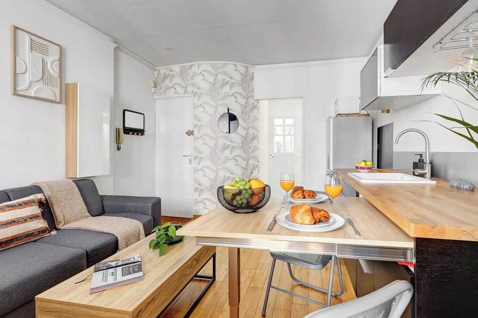 The open-plan living and dining area