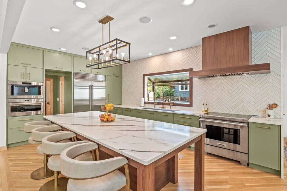 Spacious and updated kitchen with all new appliances and plenty of seating.