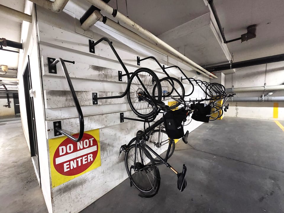 Ample bicycle racks in the underground parkade