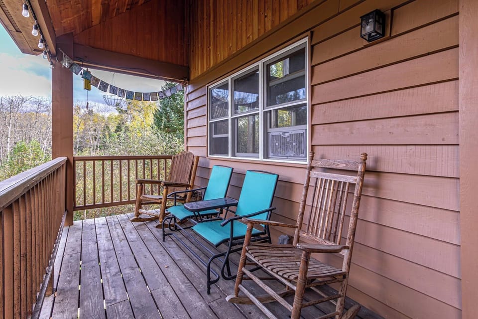 Enjoy your morning coffee and relax in a rocking chair. 