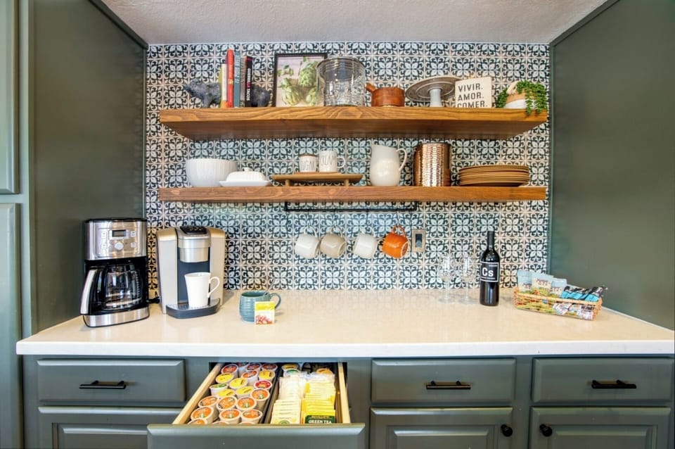 [Kitchen] ~  Full size fridge with ice maker, Keurig Coffee Maker & Cuisinart Coffee Brewer