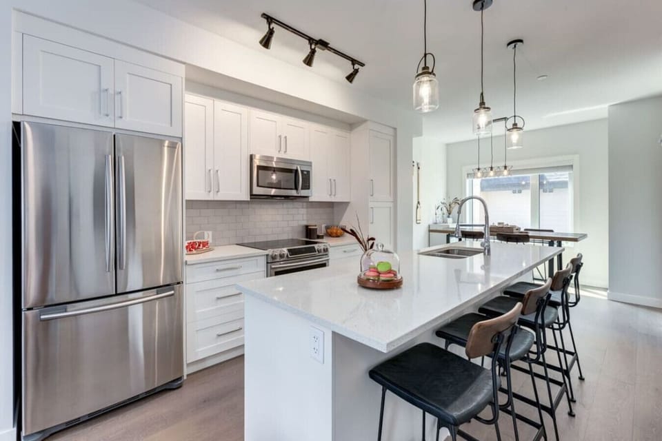 Kitchen and dining area view.