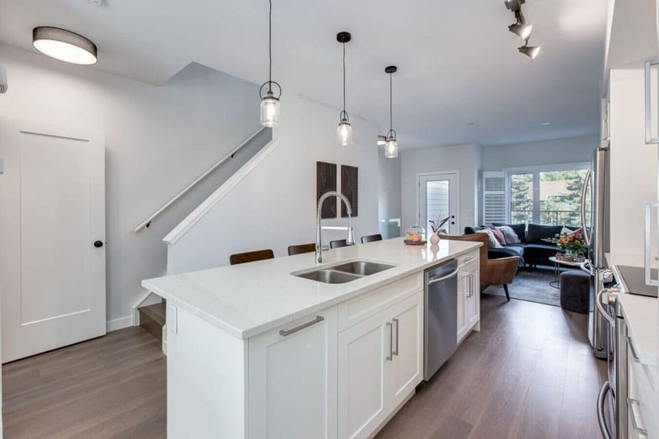 Kitchen island with ample room to prepare meals.