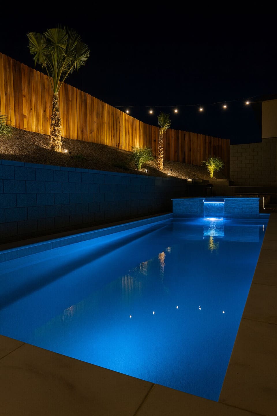 Enjoy the sparkling backyard swimming pool, which is well-lit in the evenings to create a relaxing, resort-style atmosphere — perfect for unwinding day or night.