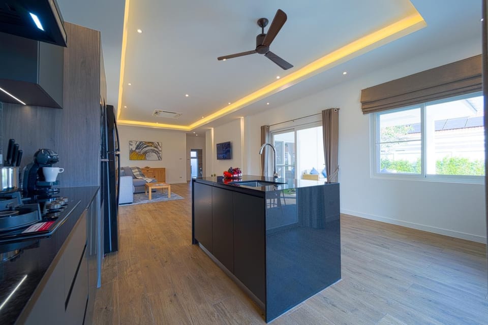 Villa, 3 Bedrooms, Private Pool, Pool View | Private kitchen | Full-size fridge, microwave, oven, stovetop