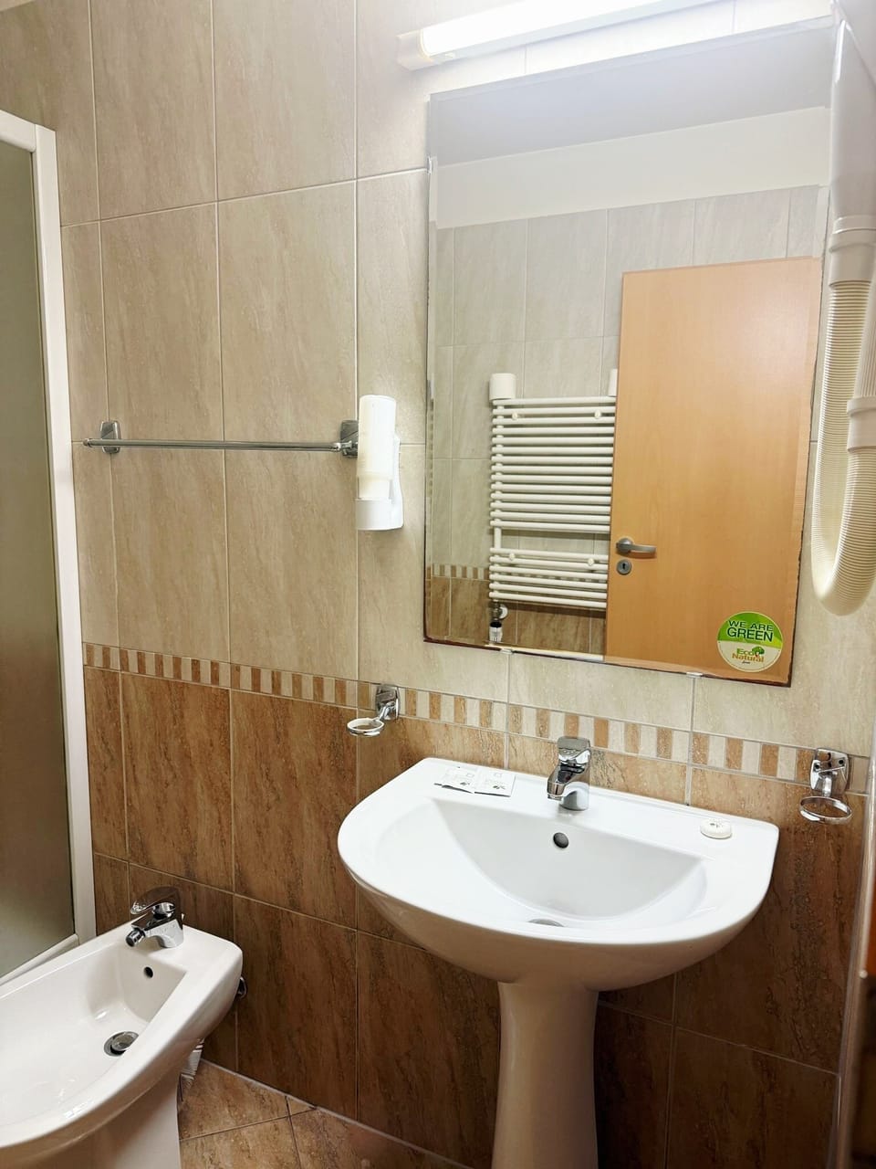 Shower, towels, soap, shampoo