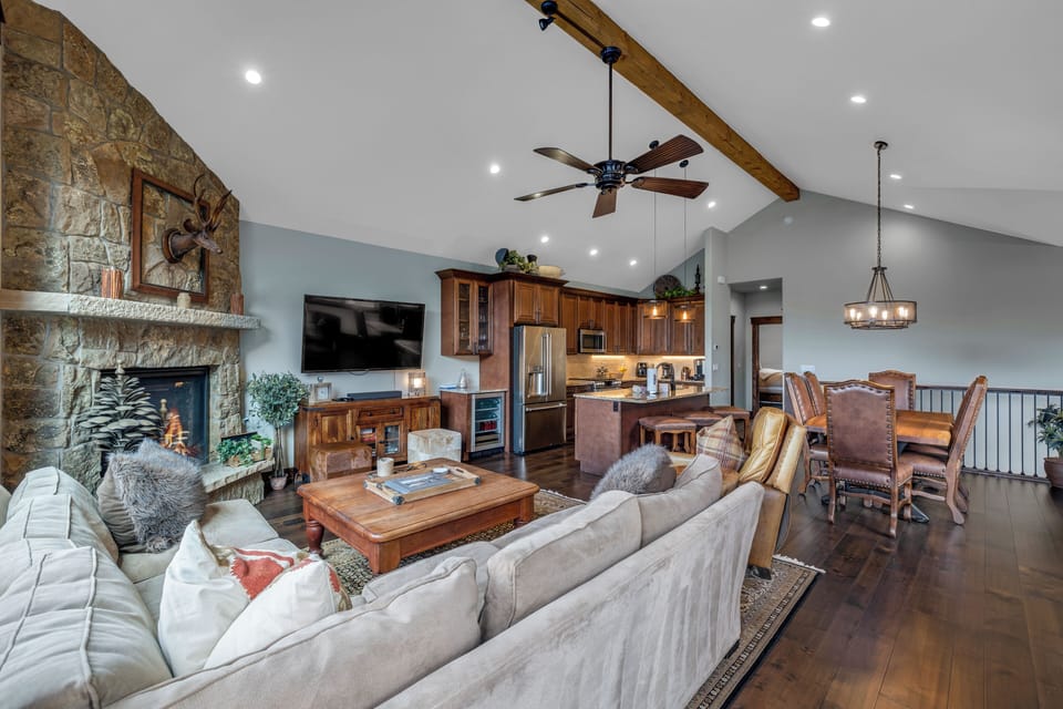 Open Living Room into the Kitchen and Dining Area