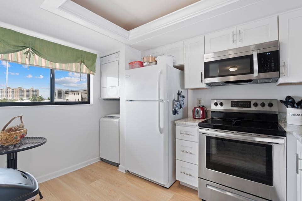 The kitchen has everything you need for your stay.