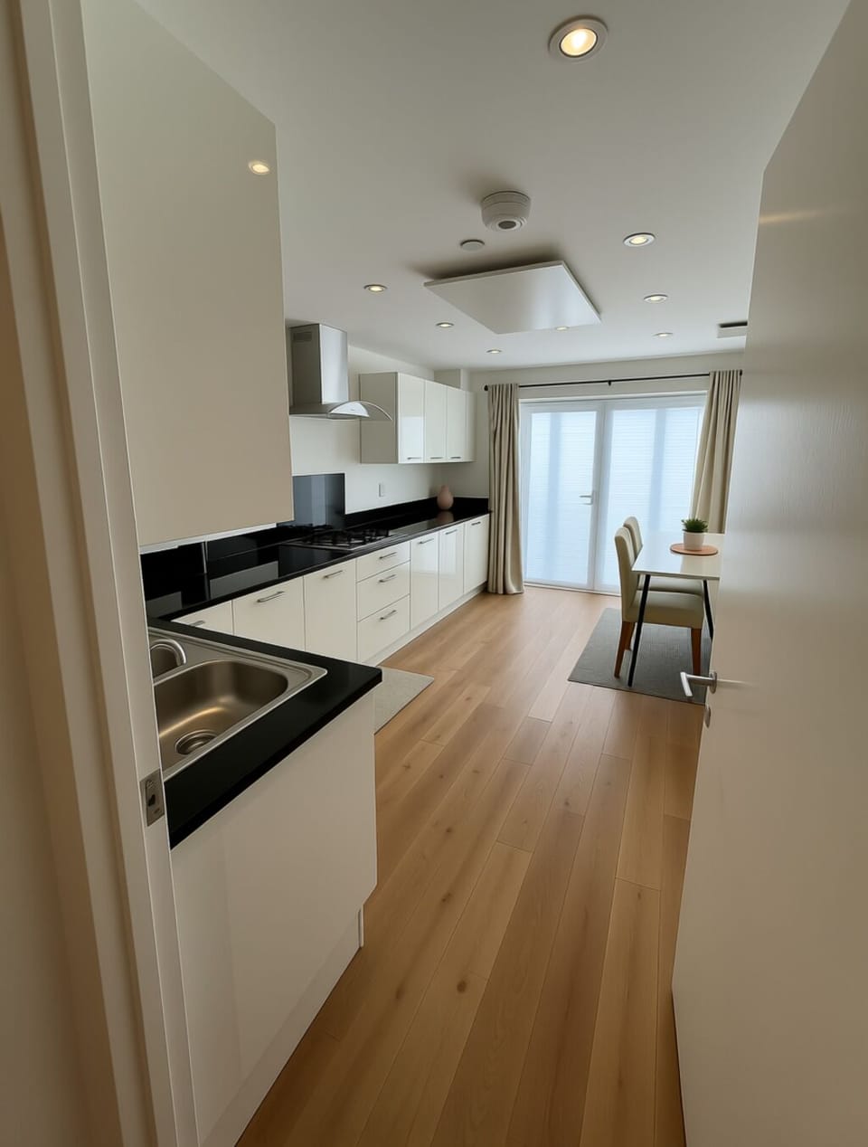 Bright modern kitchen with full amenities.