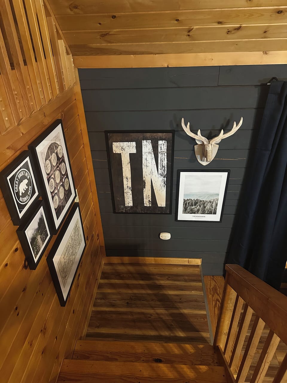 Feel at home in this updated cabin with fun decor that reminds you of Kentucky whiskey and the Smoky Mountains