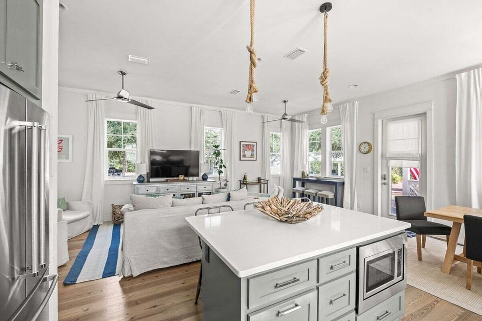 Open concept kitchen with eat in island