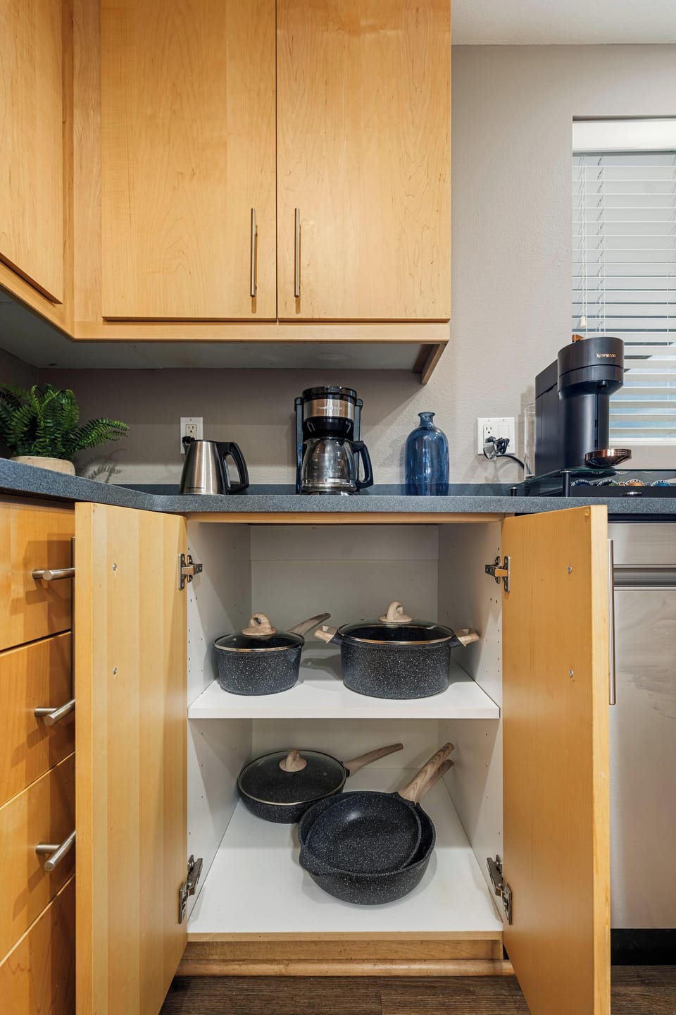 Everything you need for your morning brew and home-cooked meals.