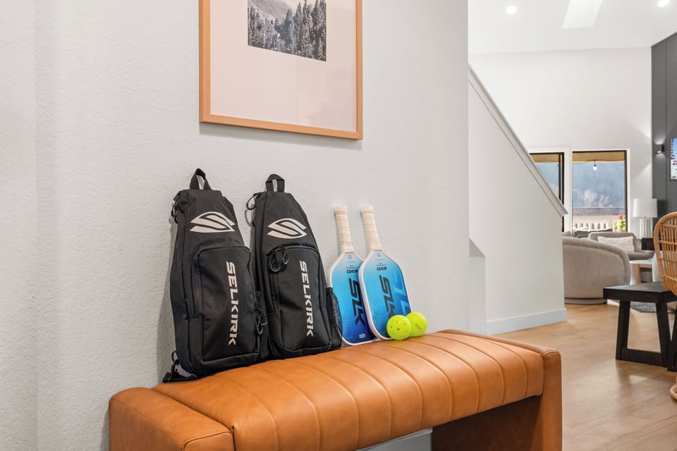 Pickleball equipment for 4 players to use on the resort pickleball courts.