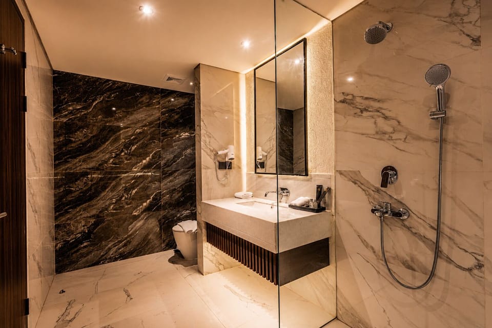 Family Penthouse | Bathroom | Hair dryer, slippers, towels, soap