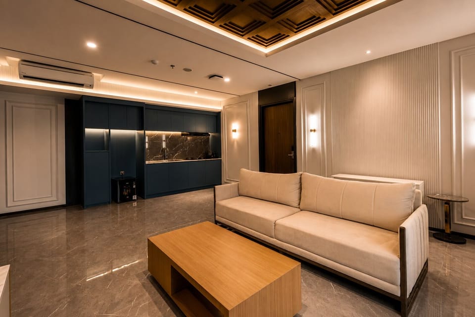 Family Penthouse | Living room | 43-inch Smart TV with satellite channels