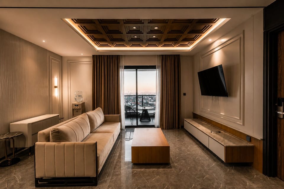 Family Penthouse | Living room | 43-inch Smart TV with satellite channels