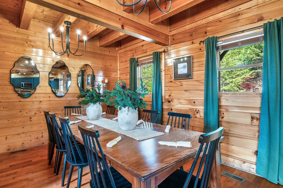 Spacious dining table designed for family-style meals and memorable game nights.
