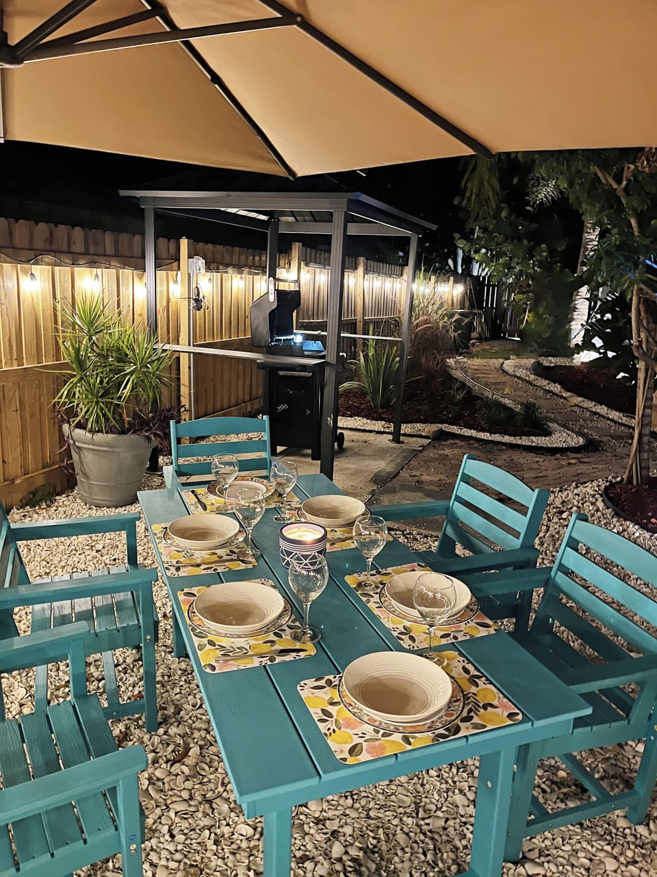 Dining outside with a Weber grill