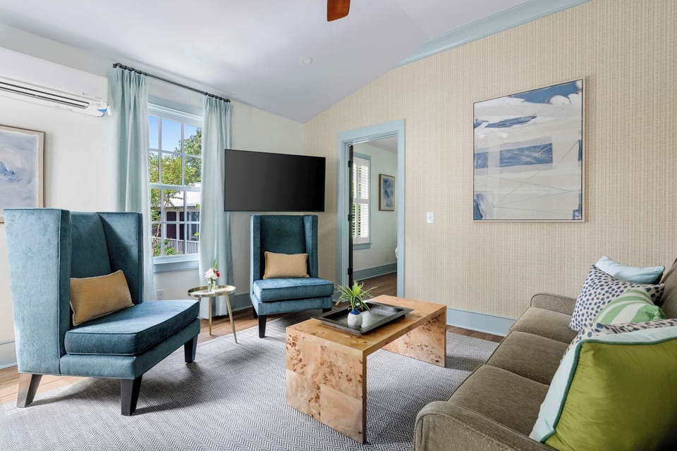Living room + pullout couch + TV