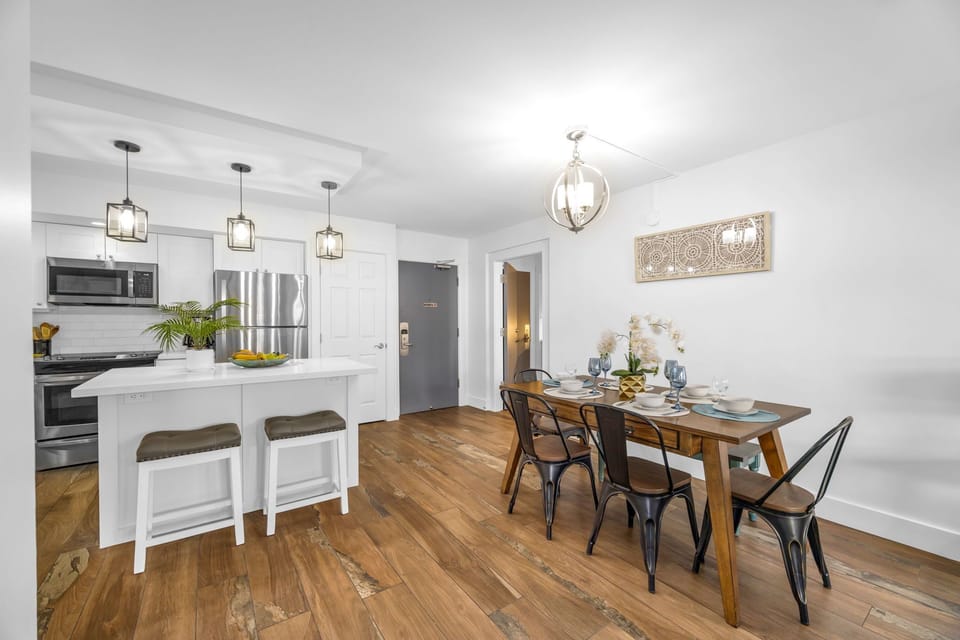 Dining area featuring a 6-seater table, perfect for shared meals