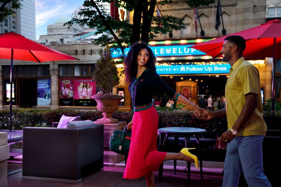 Vibrant outdoor nightlife.
