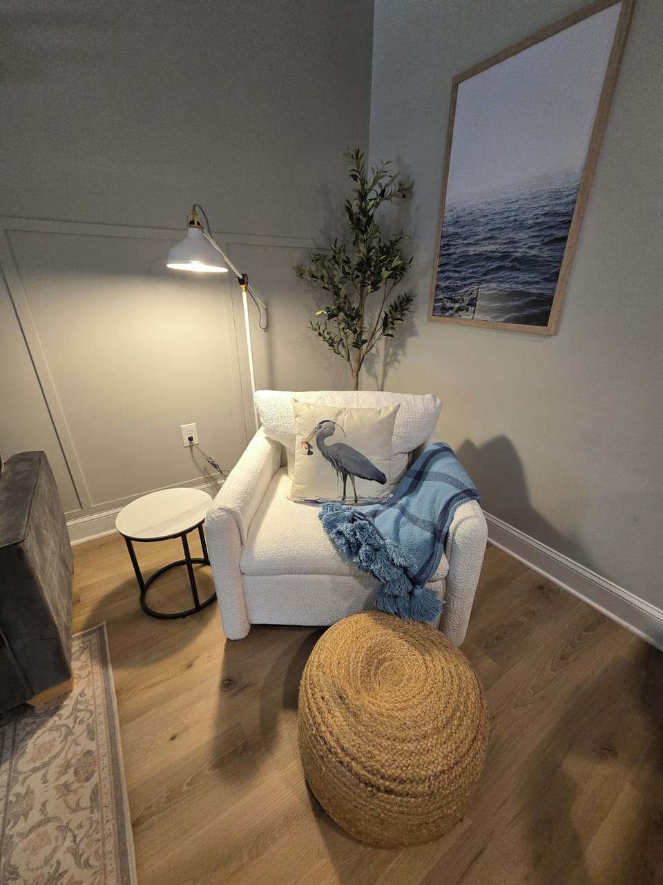 interior, indoor, couch, living area, meditation, bird