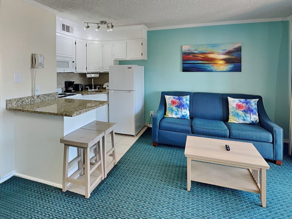 Living Room - Open Layout w/ Kitchen & Dining + Queen Sleeper Sofa