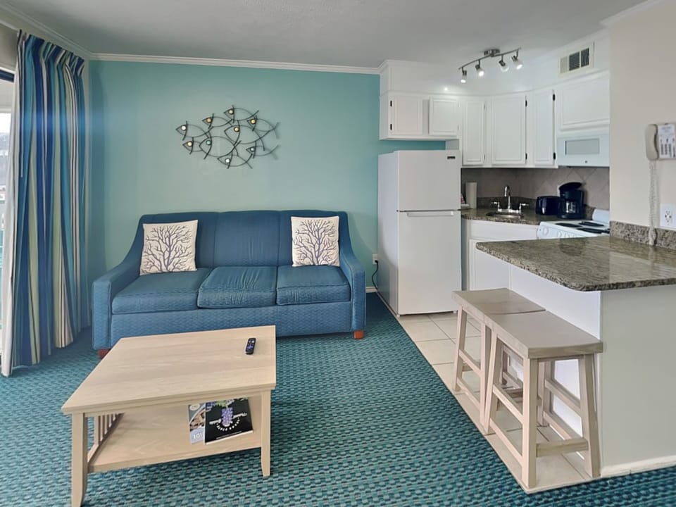 Living Room - Open Layout w/ Kitchen & Dining + Queen Sleeper Sofa