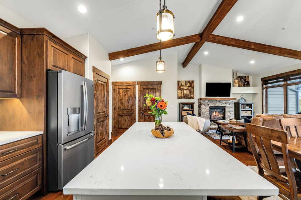 Bright Kitchen Overlooking Living Area