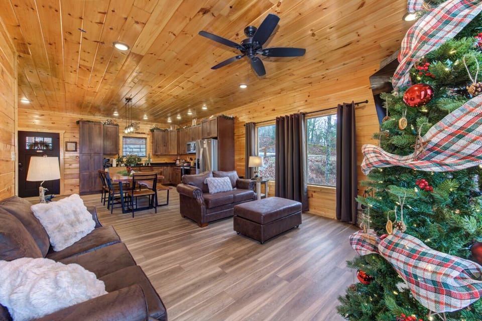 Pine Haven Cabin's cozy living area