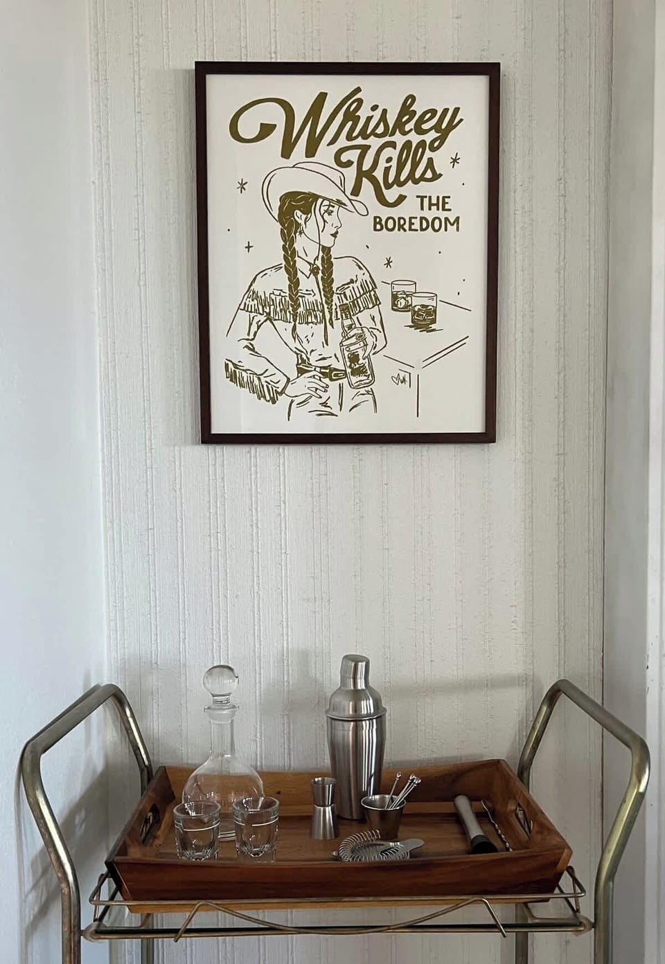 Bar cart for cocktail hour