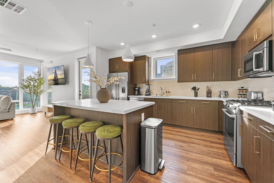 Prepare meals in this bright, open-concept kitchen