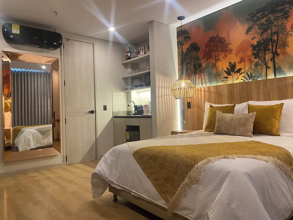 Premium bedding, down comforters, Select Comfort beds, minibar