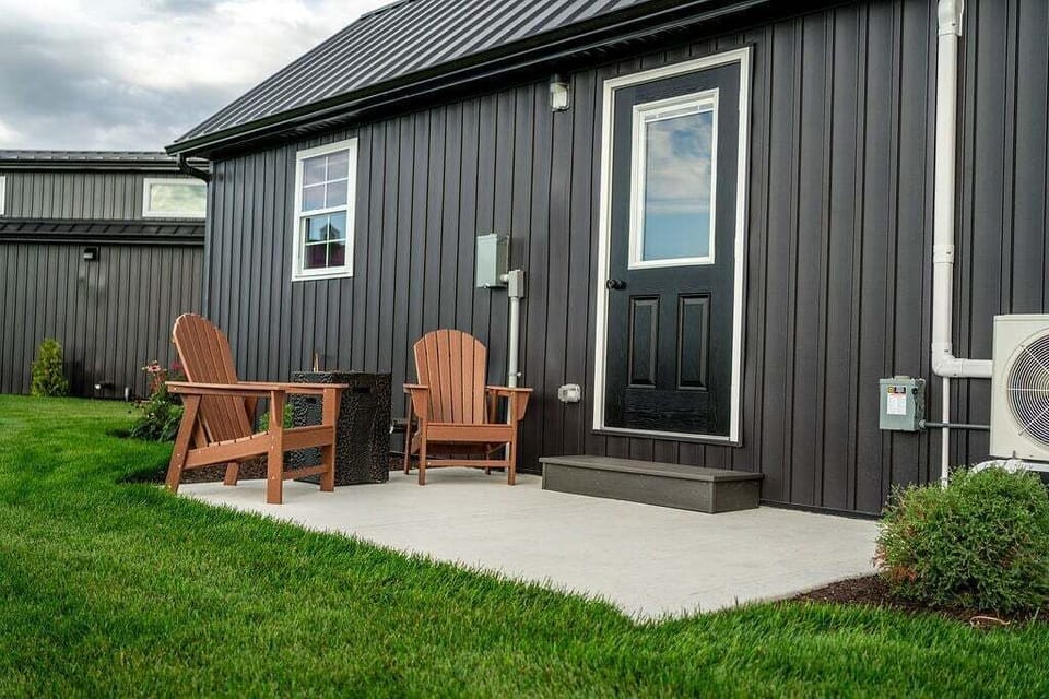 Back patio with two chairs