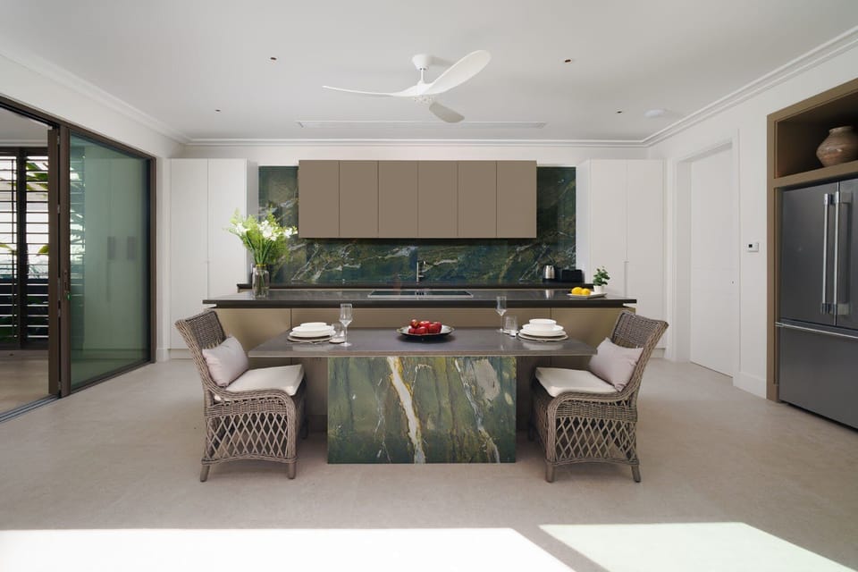 The sleek modern kitchen