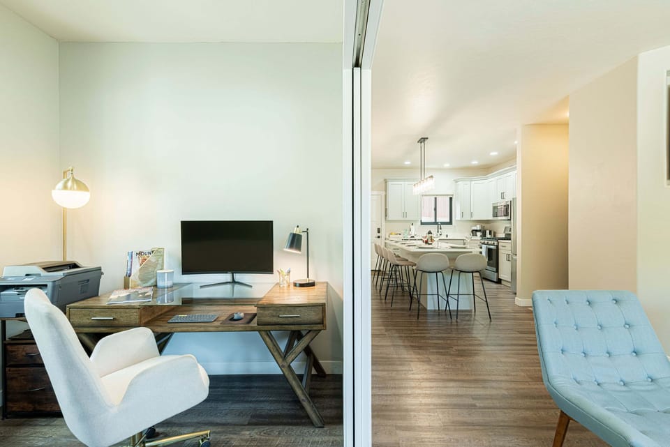 Dedicated workspace with pocket doors