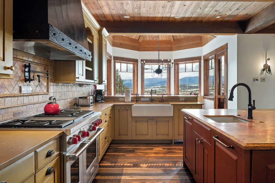Enjoy views of the golf course while whipping up dinner