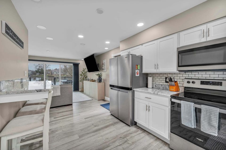 The kitchen is bright, modern, and fully equipped, making it perfect for cooking and entertaining.