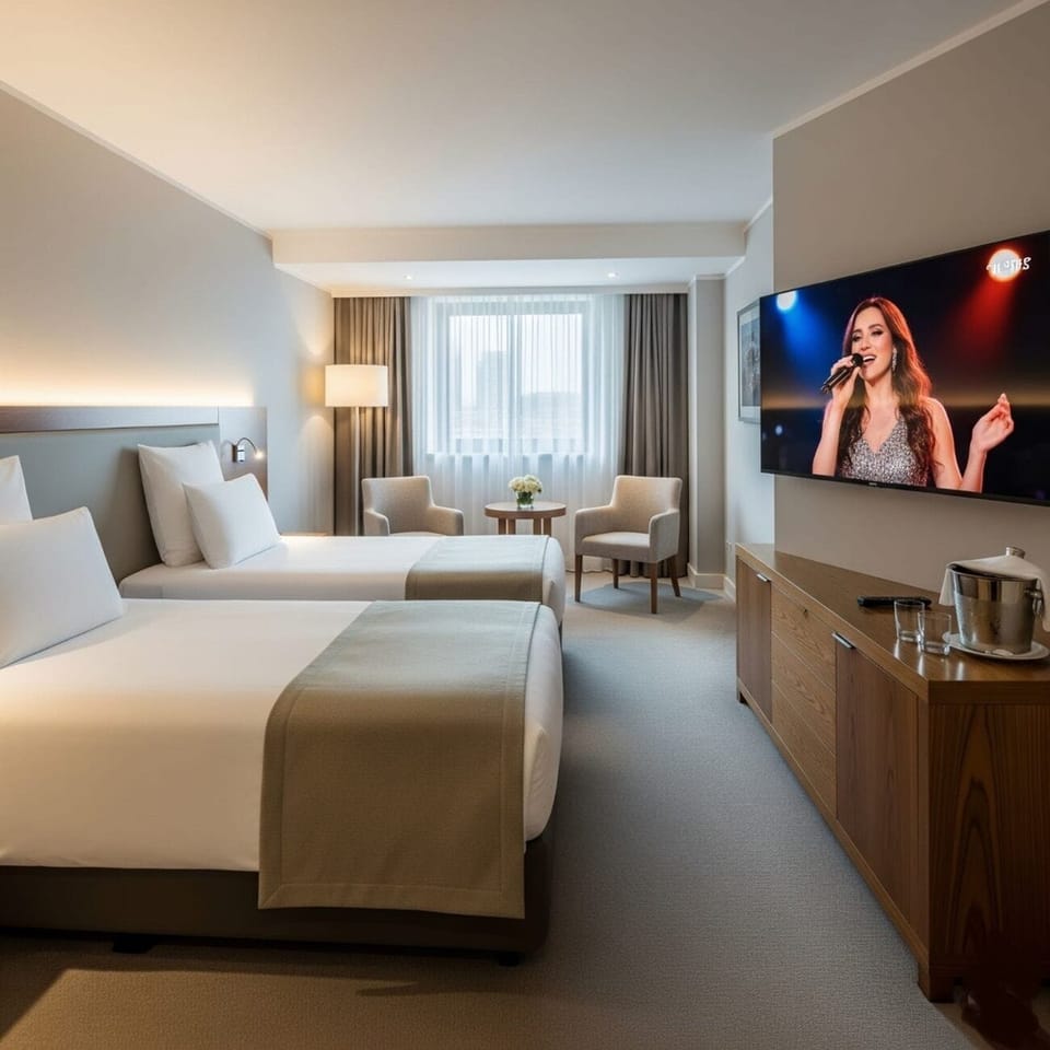 Twin Room | Desk, laptop workspace, WiFi (free), bed sheets